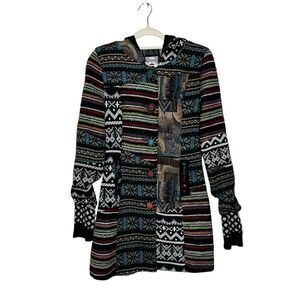 Carmen Patchwork Tapestry Coat Womens Small Boho Art‎ to Wear Made In Brazil
